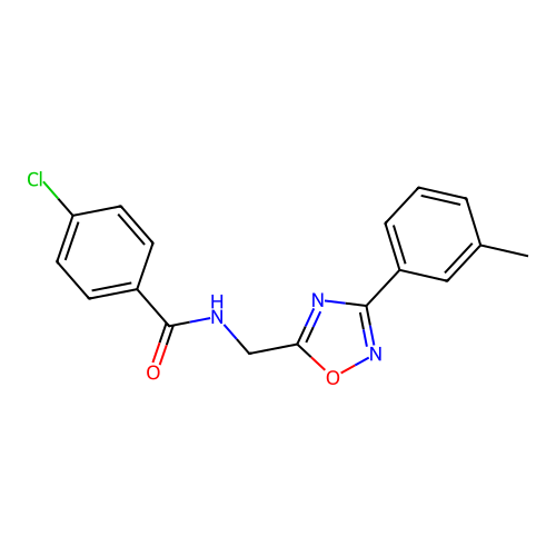 4-Chloro-N-((3-(m-tolyl)-1,2,4-oxadiazol-5-yl)methyl)benzamide structure