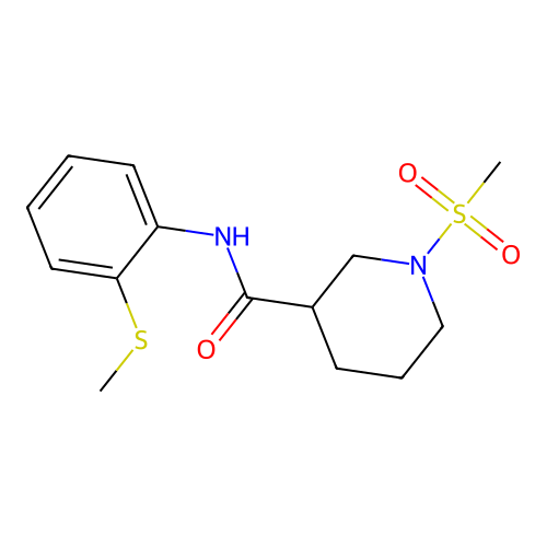 1-(methylsulfonyl)-N-(2-(methylthio)phenyl)piperidine-3-carboxamide structure