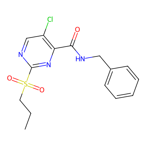 N-benzyl-5-chloro-2-propylsulfonylpyrimidine-4-carboxamide structure