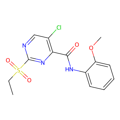 5-chloro-2-ethylsulfonyl-N-(2-methoxyphenyl)pyrimidine-4-carboxamide structure