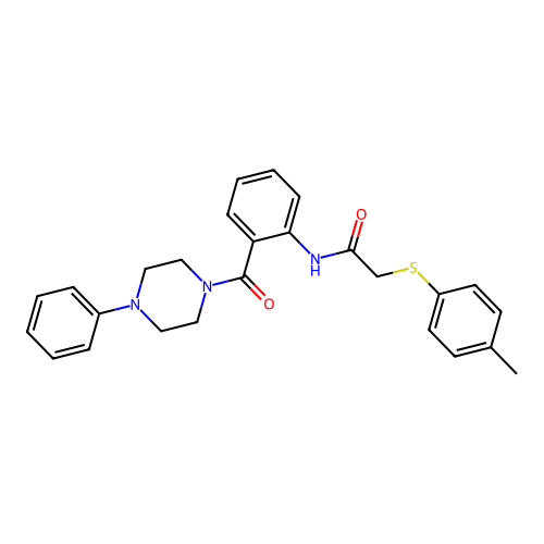 2-(4-methylphenyl)sulfanyl-N-[2-(4-phenylpiperazine-1-carbonyl)phenyl]acetamide structure