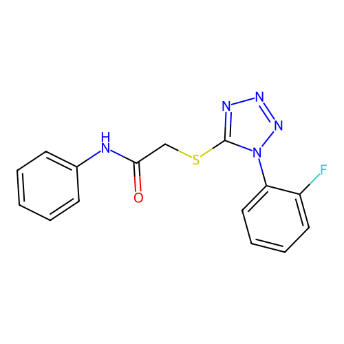 2-[1-(2-fluorophenyl)tetrazol-5-yl]sulfanyl-N-phenylacetamide structure