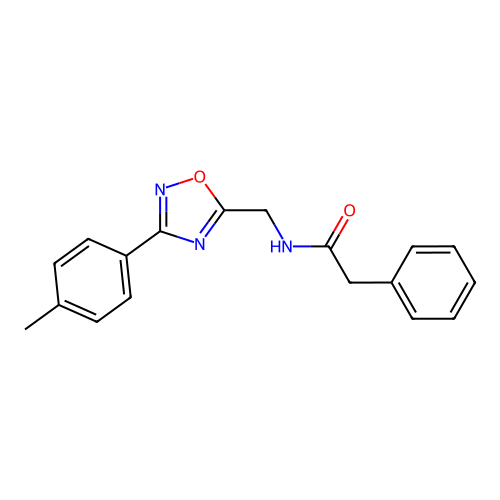 N-[[3-(4-methylphenyl)-1,2,4-oxadiazol-5-yl]methyl]-2-phenylacetamide structure