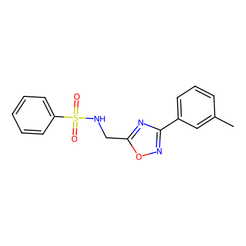 N-[[3-(3-methylphenyl)-1,2,4-oxadiazol-5-yl]methyl]benzenesulfonamide structure