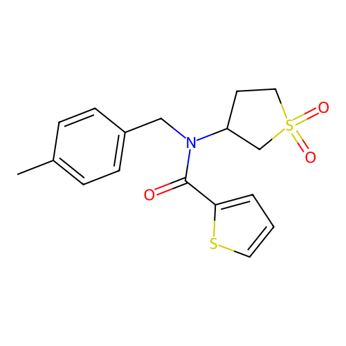 N-(1,1-dioxidotetrahydrothiophen-3-yl)-N-(4-methylbenzyl)thiophene-2-carboxamide structure