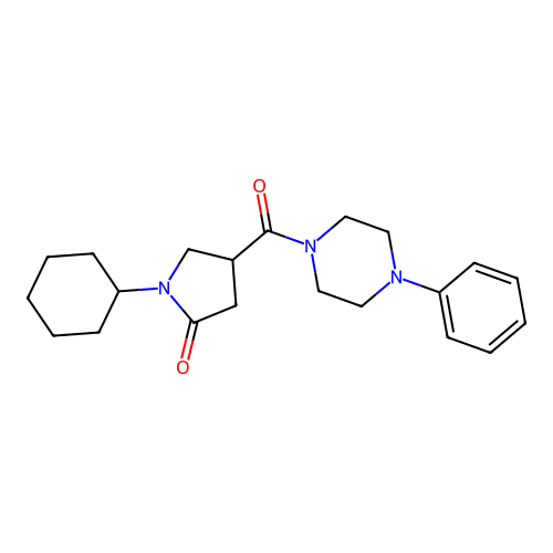 1-Cyclohexyl-4-(4-phenylpiperazine-1-carbonyl)pyrrolidin-2-one structure