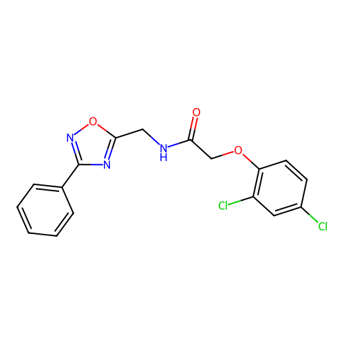 2-(2,4-dichlorophenoxy)-N-[(3-phenyl-1,2,4-oxadiazol-5-yl)methyl]acetamide structure