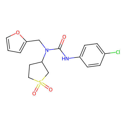 3-(4-chlorophenyl)-1-(1,1-dioxidotetrahydrothiophen-3-yl)-1-(furan-2-ylmethyl)urea structure
