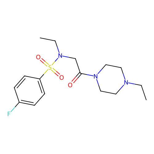 N-ethyl-N-[2-(4-ethylpiperazin-1-yl)-2-oxoethyl]-4-fluorobenzenesulfonamide structure