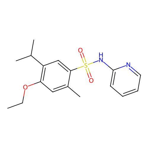 4-ethoxy-2-methyl-5-propan-2-yl-N-pyridin-2-ylbenzenesulfonamide structure