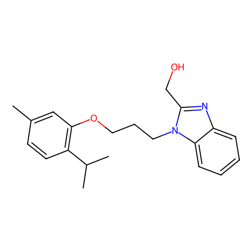 (1-(3-(2-isopropyl-5-methylphenoxy)propyl)-1H-benzo[d]imidazol-2-yl)methanol structure