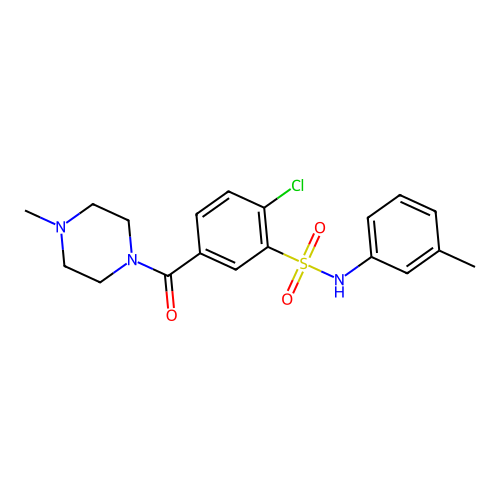 2-chloro-N-(3-methylphenyl)-5-(4-methylpiperazine-1-carbonyl)benzenesulfonamide structure