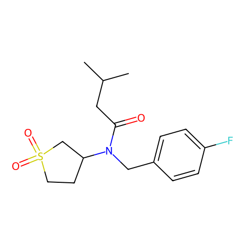 N-(1,1-dioxidotetrahydro-3-thienyl)-N-(4-fluorobenzyl)-3-methylbutanamide structure