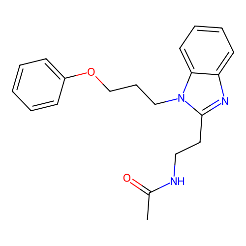 N-[2-[1-(3-phenoxypropyl)benzimidazol-2-yl]ethyl]acetamide structure