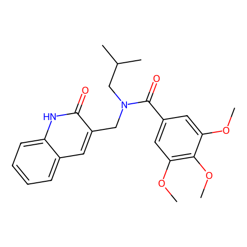 3,4,5-trimethoxy-N-(2-methylpropyl)-N-[(2-oxo-1H-quinolin-3-yl)methyl]benzamide structure