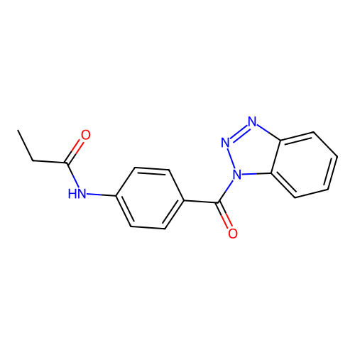 N-[4-(benzotriazole-1-carbonyl)phenyl]propanamide structure