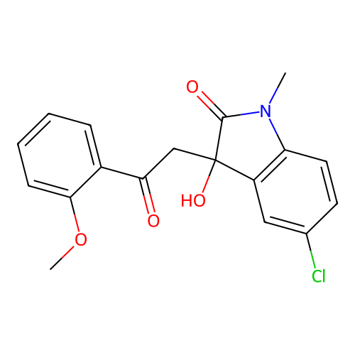 5-Chloro-3-hydroxy-3-[2-(2-methoxyphenyl)-2-oxoethyl]-1-methylindol-2-one structure