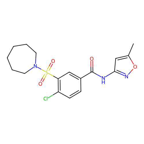 3-(azepan-1-ylsulfonyl)-4-chloro-N-(5-methyl-1,2-oxazol-3-yl)benzamide structure