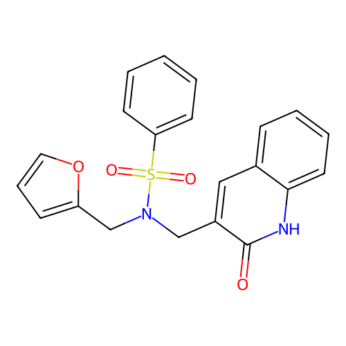 N-Furan-2-ylmethyl-N-(2-hydroxy-quinolin-3-ylmethyl)-benzenesulfonamide structure