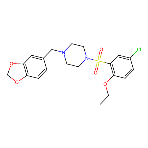 1-(1,3-Benzodioxol-5-ylmethyl)-4-[(5-chloro-2-ethoxyphenyl)sulfonyl]piperazine structure