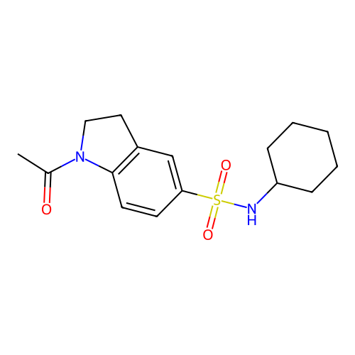 1-acetyl-N-cyclohexyl-2,3-dihydroindole-5-sulfonamide structure