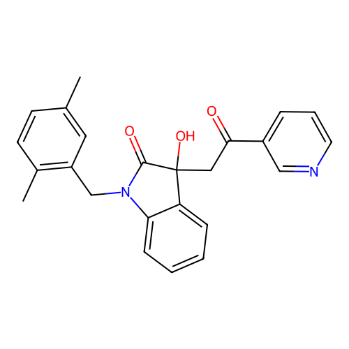 1-[(2,5-dimethylphenyl)methyl]-3-hydroxy-3-(2-oxo-2-pyridin-3-ylethyl)indol-2-one structure