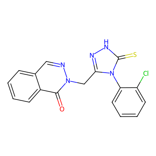 2-[[4-(2-chlorophenyl)-5-sulfanylidene-1H-1,2,4-triazol-3-yl]methyl]phthalazin-1-one structure