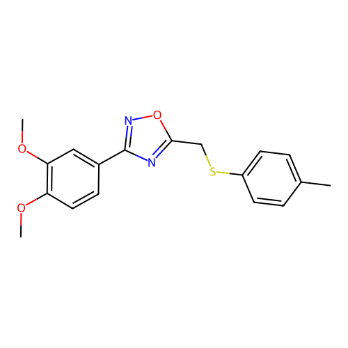 3-(3,4-Dimethoxyphenyl)-5-[(4-methylphenyl)sulfanylmethyl]-1,2,4-oxadiazole structure