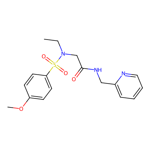 2-[ethyl-(4-methoxyphenyl)sulfonylamino]-N-(pyridin-2-ylmethyl)acetamide structure