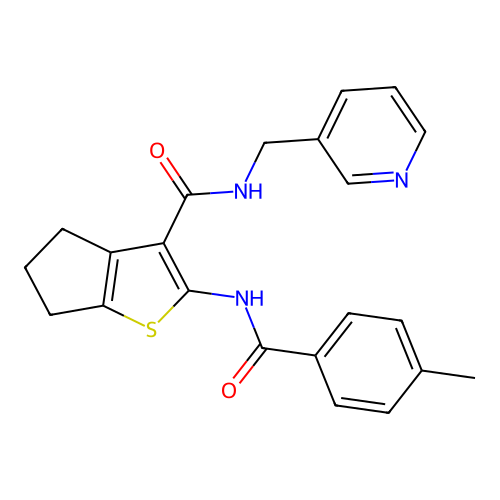 2-(4-methylbenzamido)-N-[(pyridin-3-yl)methyl]-4H,5H,6H-cyclopenta[b]thiophene-3-carboxamide structure