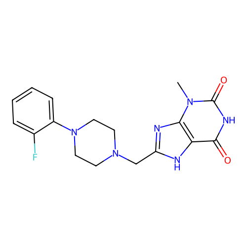 8-[[4-(2-fluorophenyl)piperazin-1-yl]methyl]-3-methyl-7H-purine-2,6-dione structure