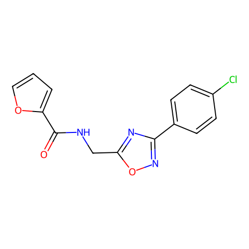 N-[[3-(4-chlorophenyl)-1,2,4-oxadiazol-5-yl]methyl]furan-2-carboxamide structure