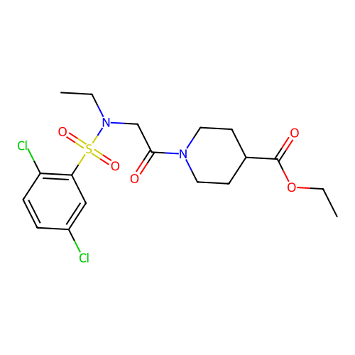 ethyl 1-{N-[(2,5-dichlorophenyl)sulfonyl]-N-ethylglycyl}piperidine-4-carboxylate structure