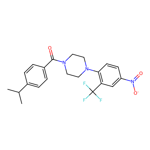 [4-[4-nitro-2-(trifluoromethyl)phenyl]piperazin-1-yl]-(4-propan-2-ylphenyl)methanone structure