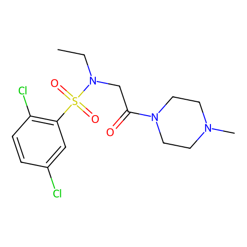 2,5-dichloro-N-ethyl-N-[2-(4-methylpiperazin-1-yl)-2-oxoethyl]benzenesulfonamide structure