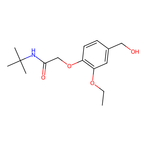 N-tert-butyl-2-[2-ethoxy-4-(hydroxymethyl)phenoxy]acetamide structure