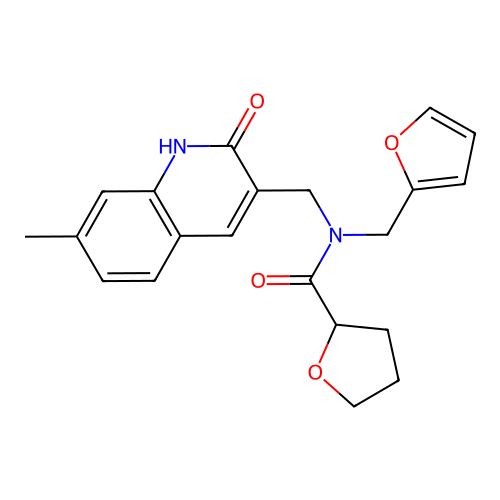 N-(furan-2-ylmethyl)-N-((2-hydroxy-7-methylquinolin-3-yl)methyl)tetrahydrofuran-2-carboxamide structure