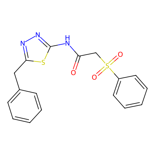 2-(benzenesulfonyl)-N-(5-benzyl-1,3,4-thiadiazol-2-yl)acetamide structure