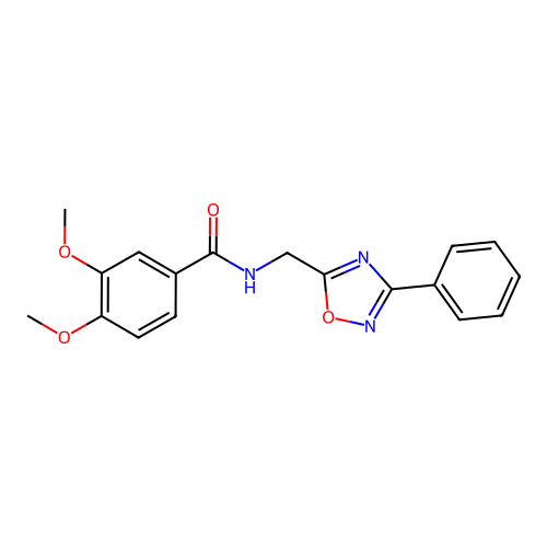 3,4-dimethoxy-N-[(3-phenyl-1,2,4-oxadiazol-5-yl)methyl]benzamide structure