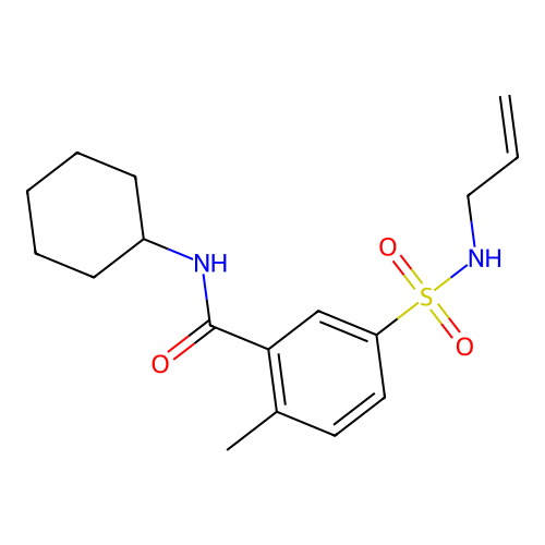 N-cyclohexyl-2-methyl-5-(prop-2-enylsulfamoyl)benzamide structure