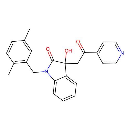 1-(2,5-dimethylbenzyl)-3-hydroxy-3-(2-oxo-2-(pyridin-4-yl)ethyl)indolin-2-one structure