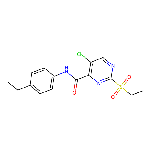 5-chloro-N-(4-ethylphenyl)-2-ethylsulfonylpyrimidine-4-carboxamide structure