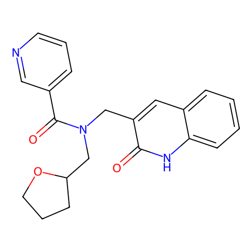 N-(oxolan-2-ylmethyl)-N-[(2-oxo-1H-quinolin-3-yl)methyl]pyridine-3-carboxamide structure