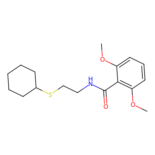 N-(2-cyclohexylsulfanylethyl)-2,6-dimethoxybenzamide structure