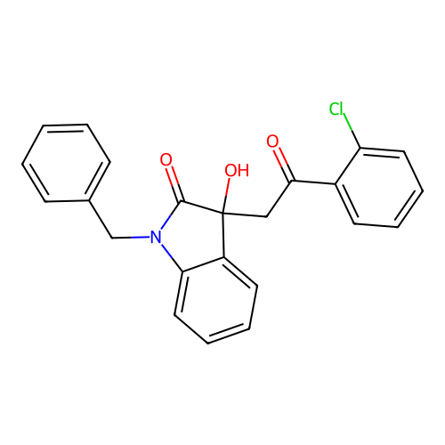 1-benzyl-3-[2-(2-chlorophenyl)-2-oxoethyl]-3-hydroxy-1,3-dihydro-2H-indol-2-one structure