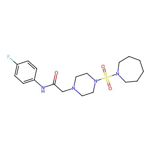 2-(4-(azepan-1-ylsulfonyl)piperazin-1-yl)-N-(4-fluorophenyl)acetamide structure