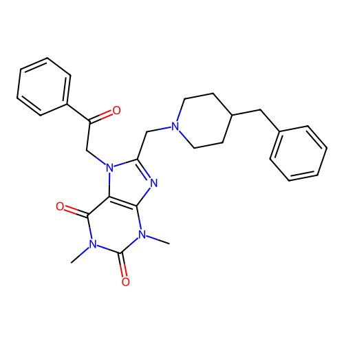 8-[(4-Benzylpiperidin-1-yl)methyl]-1,3-dimethyl-7-phenacylpurine-2,6-dione structure