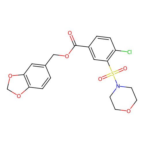 1,3-Benzodioxol-5-ylmethyl 4-chloro-3-(morpholin-4-ylsulfonyl)benzoate structure