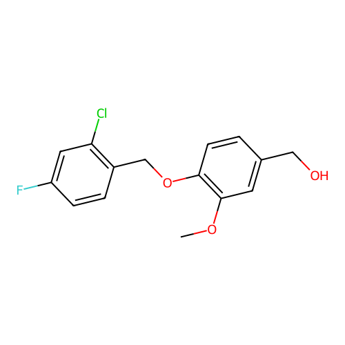 {4-[(2-Chloro-4-fluorobenzyl)oxy]-3-methoxyphenyl}methanol structure