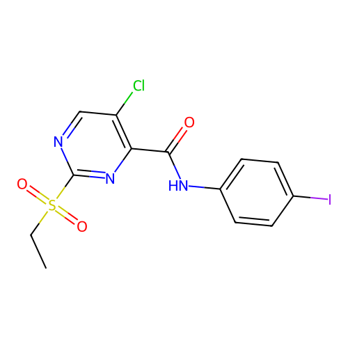 5-chloro-2-ethylsulfonyl-N-(4-iodophenyl)pyrimidine-4-carboxamide structure
